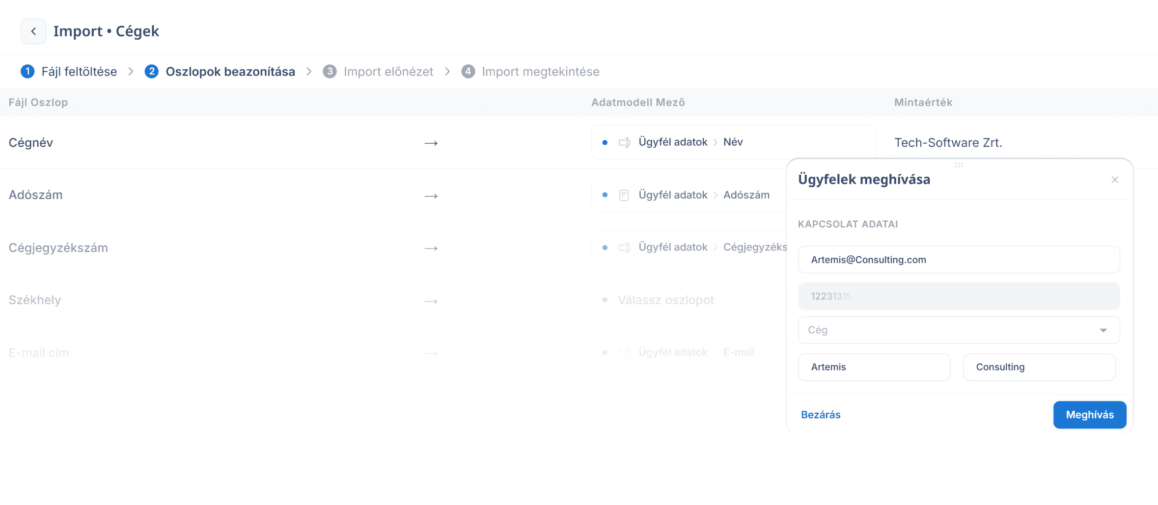 Adatok importálása Excelből